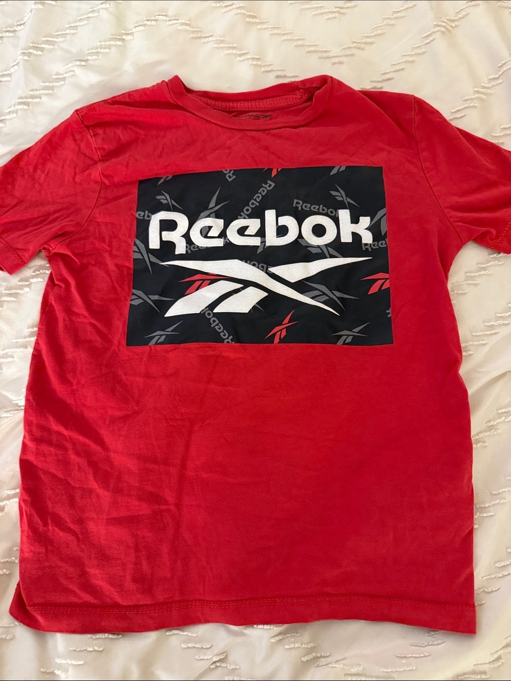 Reebok Red Logo Graphic Tee with Black Block